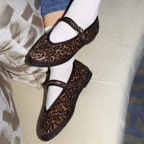 Flabelus Pierre Leopard Brown Flat 36 - Picture 1 of 6